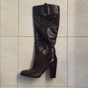Brown Leather High Heel Boots